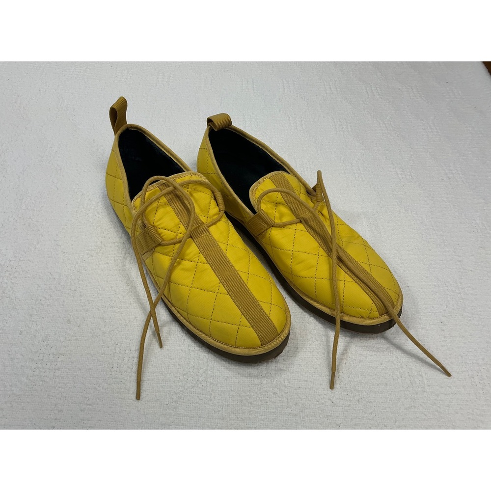 J.Crew Mens Yellow Quilted Puffer Slippers Faux Fur Lined BB902 Size 11